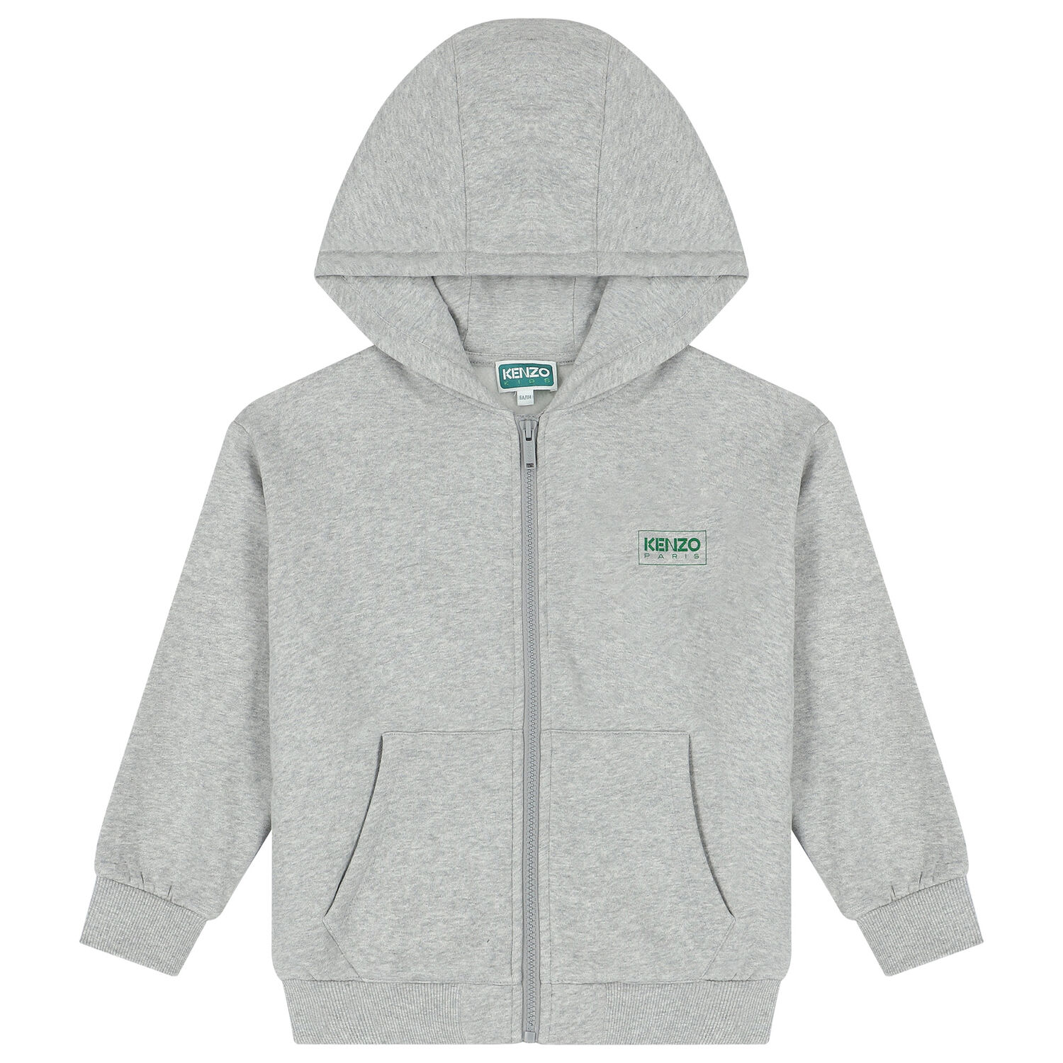 Boys Grey Logo Hooded Zip Up Top, 1, hi-res